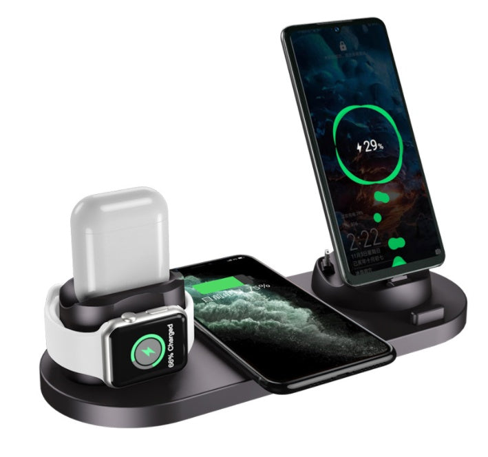 6-in-1 Wireless Fast Charging Dock Station – iPhone, Watch & AirPods Charger