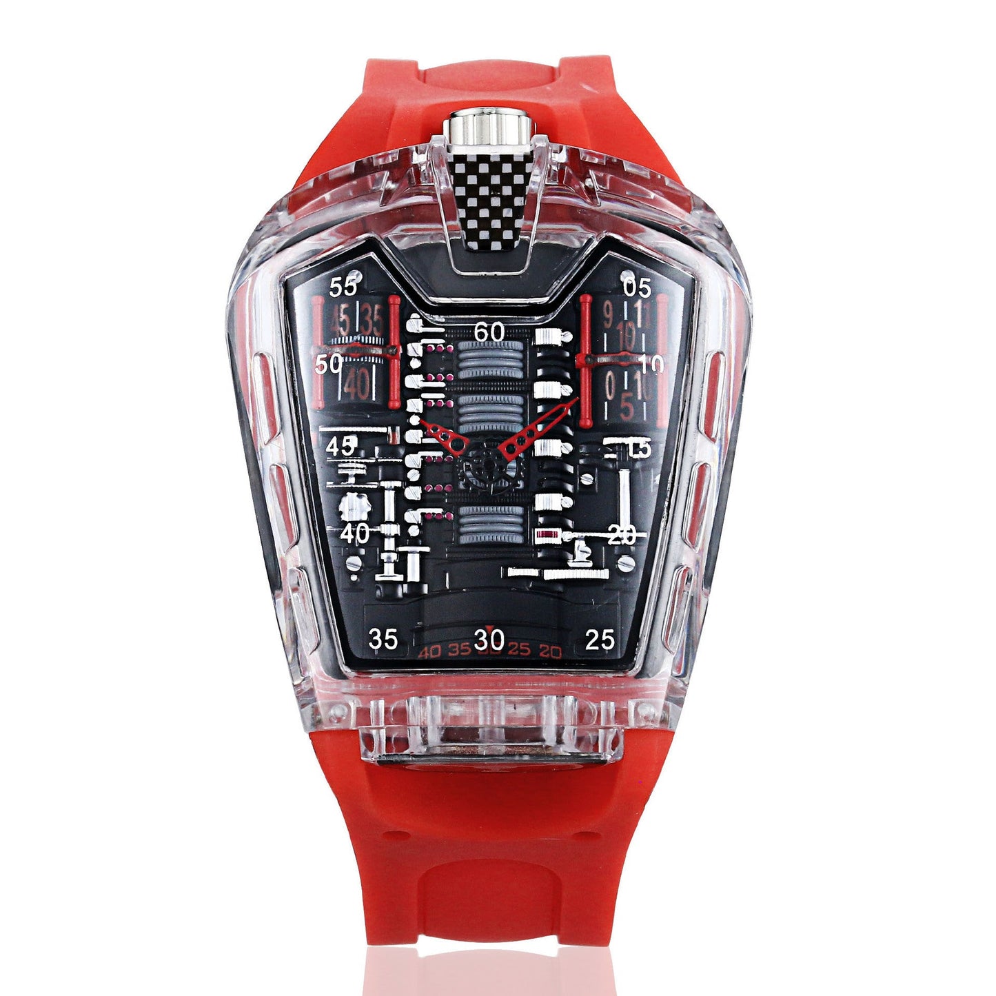 Luxury Sports Men's Quartz Watch – Transparent Case, Silicone Strap | 10 Bold Colors