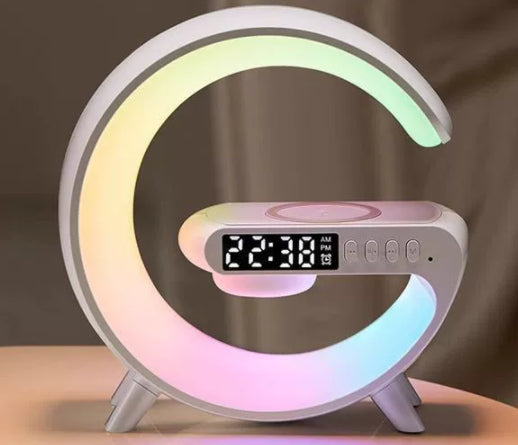 G-Shaped Smart LED Lamp – Bluetooth Speaker, Wireless Charger & App-Controlled Atmosphere Light