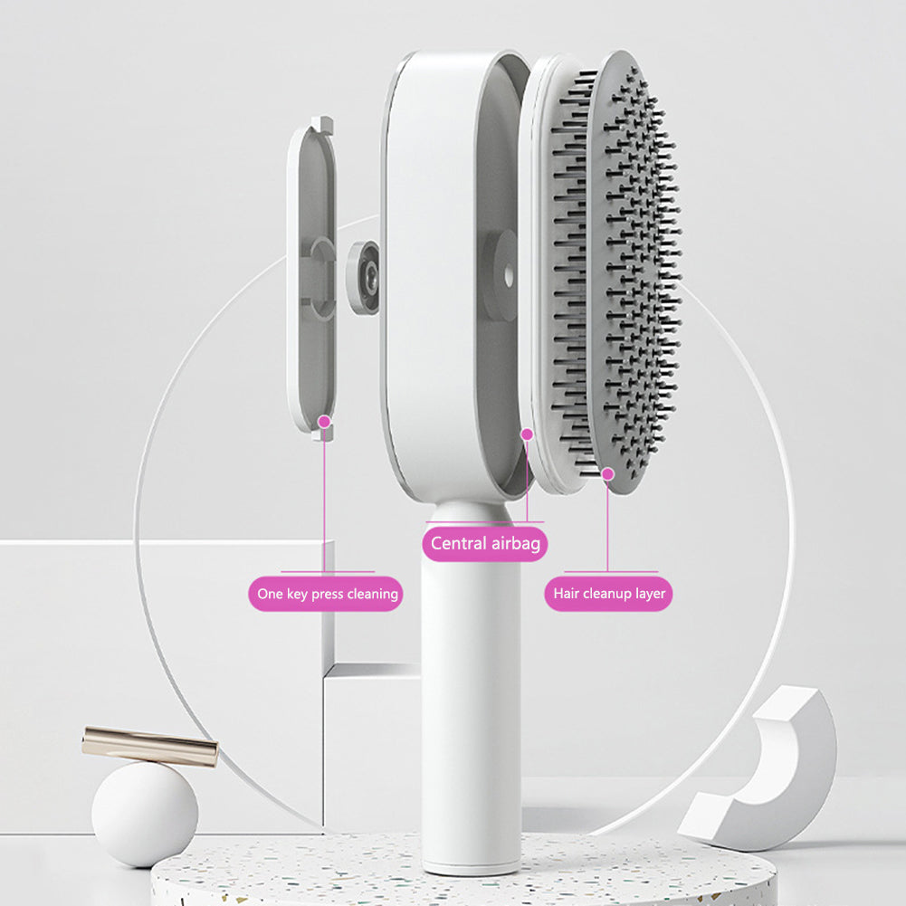 Self-Cleaning Hair Brush – One-Click Hair Release Airbag Scalp Massage Comb