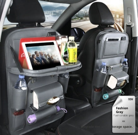 PU Leather Car Seat Back Organizer – Multi-Pocket Hanging Bag with Built-in Trash Can | 6 Colors