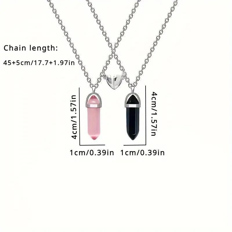 Couple Natural Stone Magnetic Bracelet & Necklace Set – Matching Love Jewelry