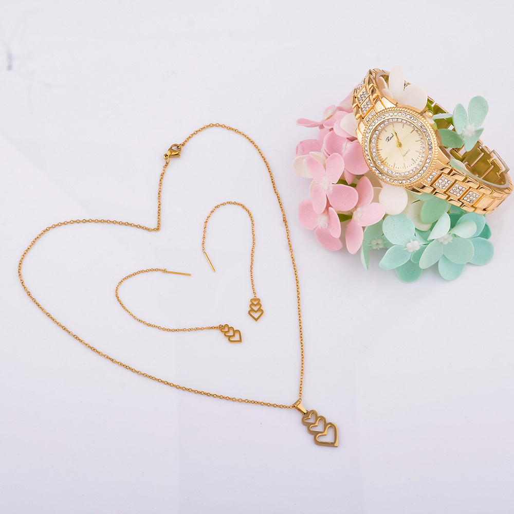 Women's Fashion Watch & Jewelry Gift Set – Watch, Necklace & Earrings