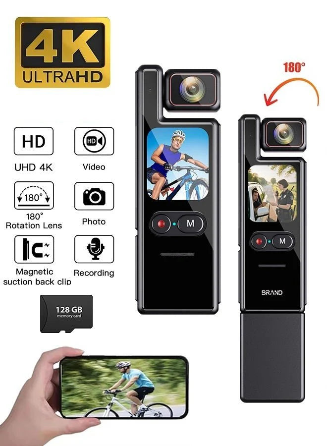 NovaNest 6K Ultra HD Handheld Action Camera – 50MP Professional Dual Lens Vlog Camera with 360° Rotating Lens & EIS Image Stabilization