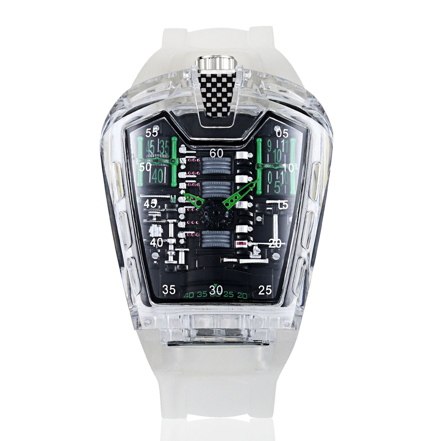 Luxury Sports Men's Quartz Watch – Transparent Case, Silicone Strap | 10 Bold Colors