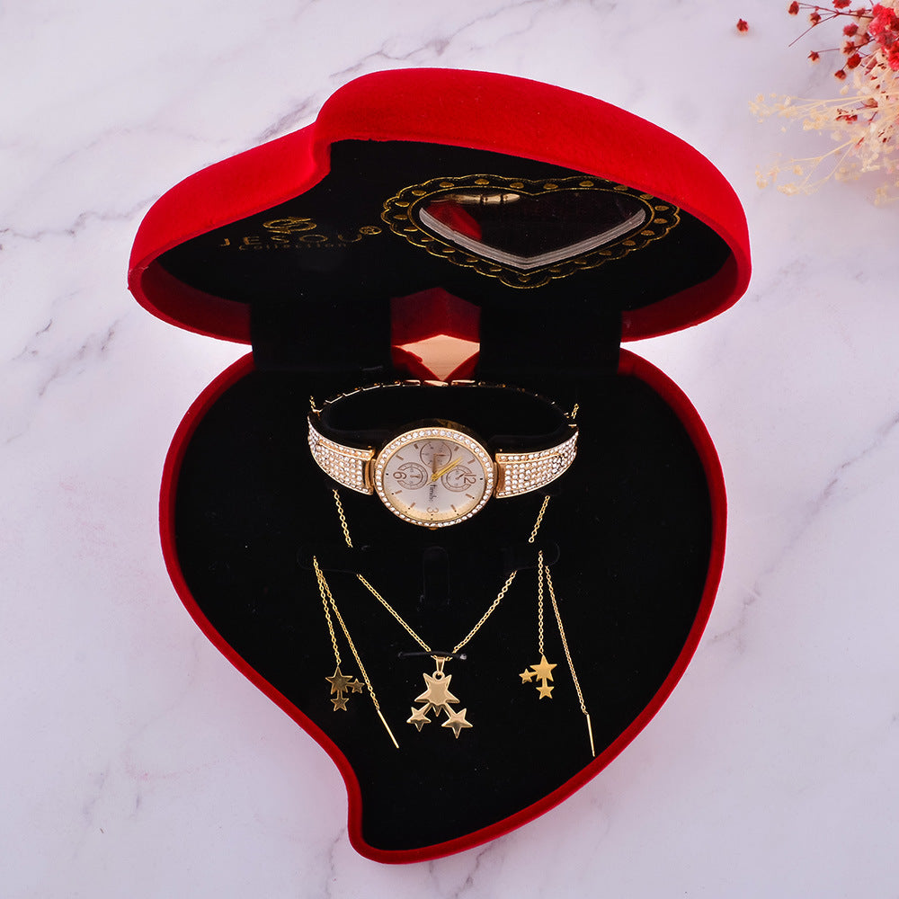 Women's Fashion Watch & Jewelry Gift Set – Watch, Necklace & Earrings