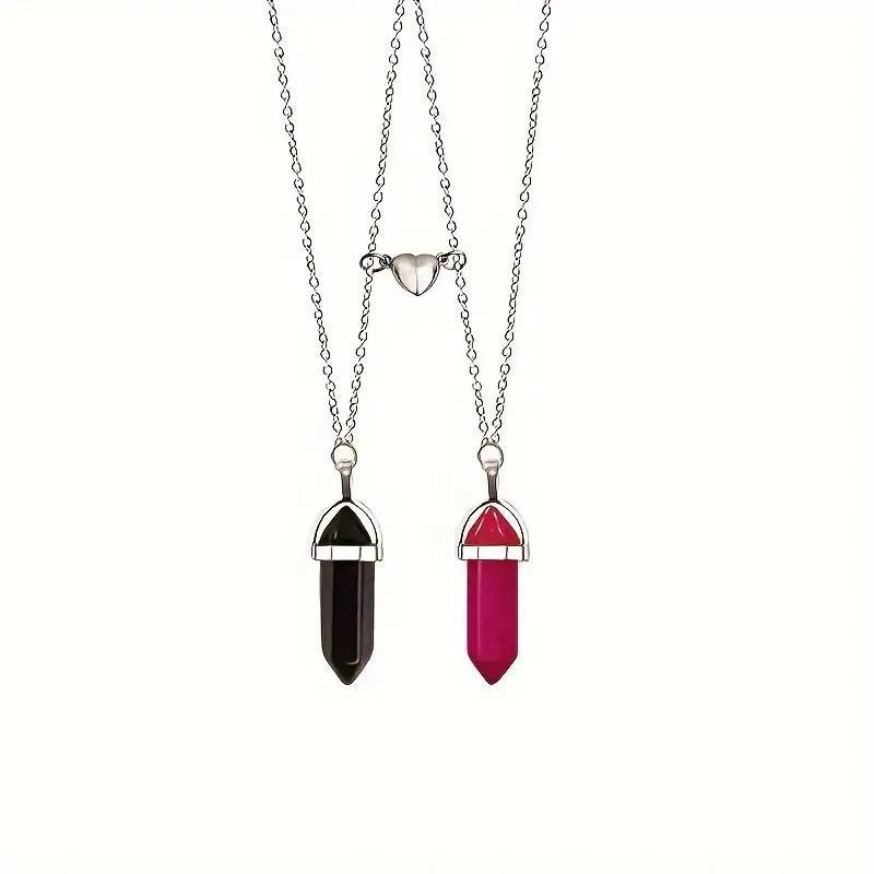 Couple Natural Stone Magnetic Bracelet & Necklace Set – Matching Love Jewelry