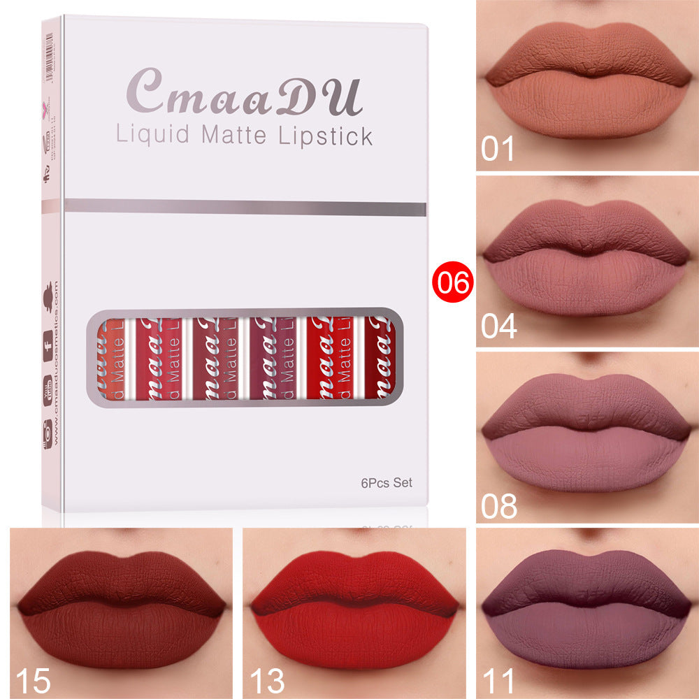 6-Color Matte Lip Gloss Gift Set – Waterproof, Long-Lasting & Non-Stick | 2.5ml x 6pcs