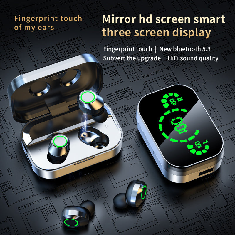 YD03 TWS Wireless Earbuds – Bluetooth 5.3, Smart Digital Display & Breathing Light