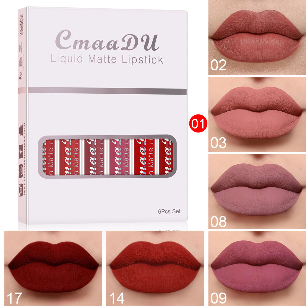 6-Color Matte Lip Gloss Gift Set – Waterproof, Long-Lasting & Non-Stick | 2.5ml x 6pcs