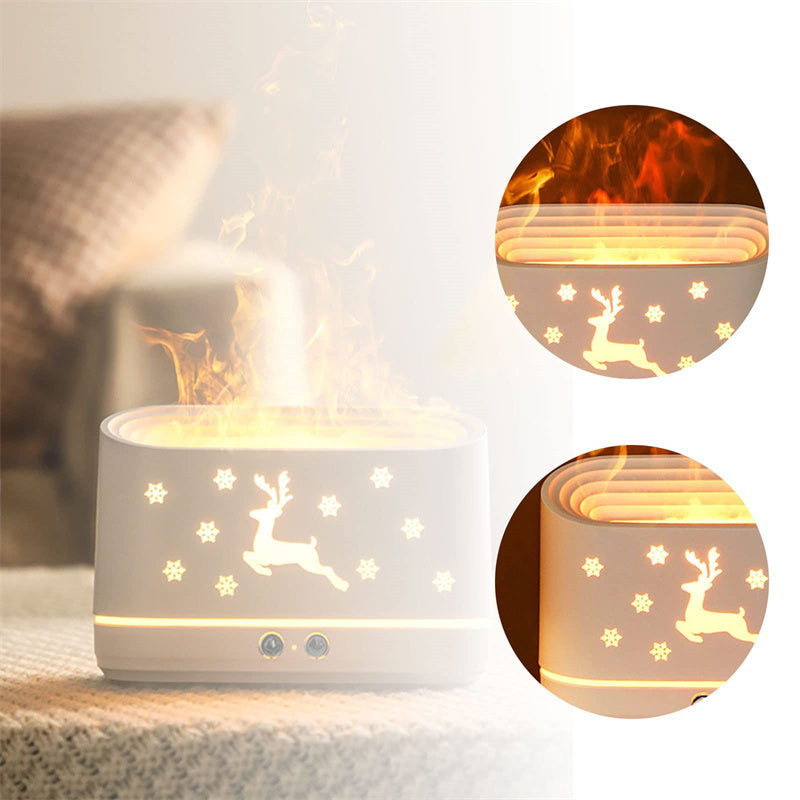 Elk Flame Humidifier Diffuser – Mute Atmosphere Lamp & Cool Mist Maker for Home Decor
