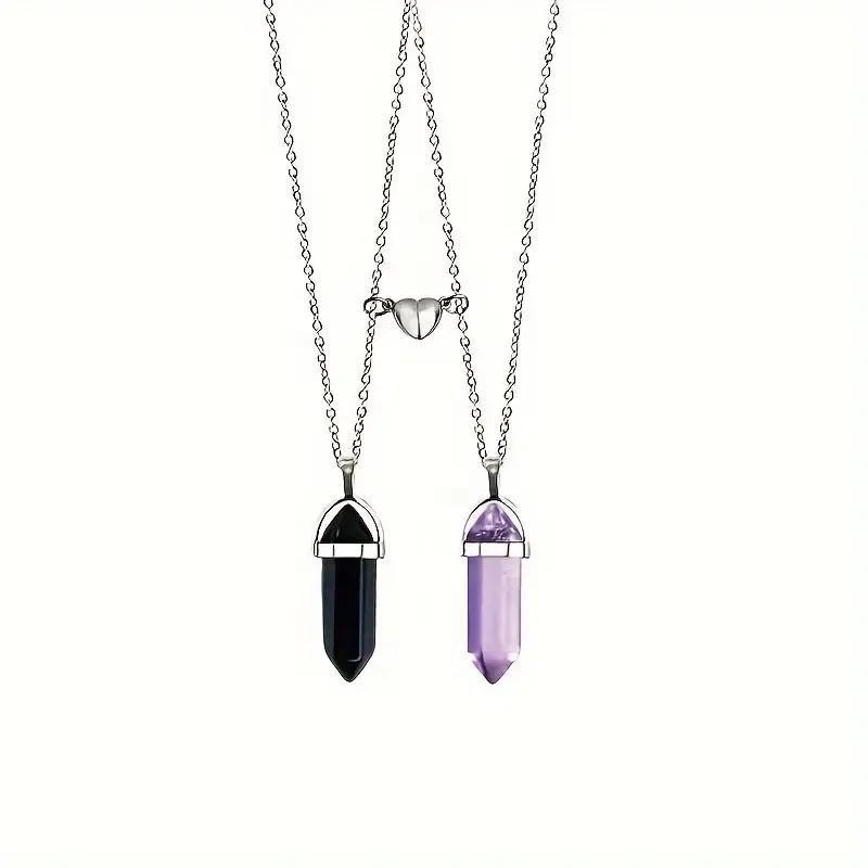 Couple Natural Stone Magnetic Bracelet & Necklace Set – Matching Love Jewelry