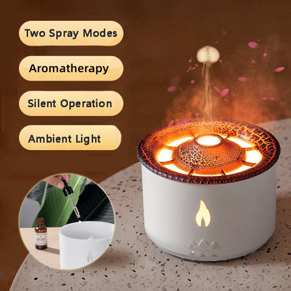 Ultrasonic Volcano Aroma Diffuser – Jellyfish Flame Essential Oil Humidifier for Home & Bedroom