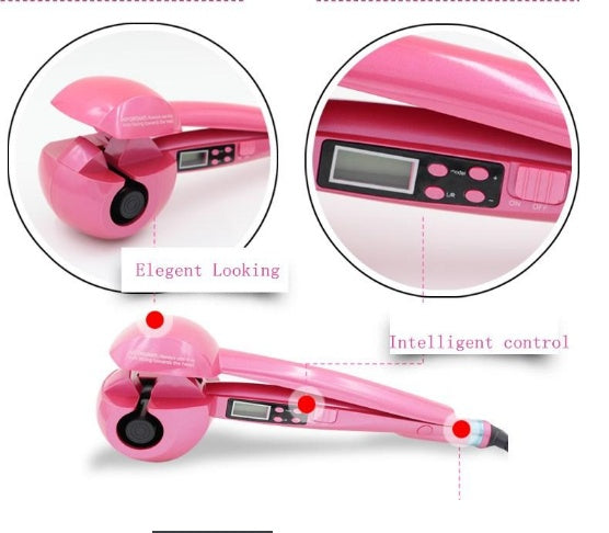 Professional Ceramic Curling Iron – 3 Temp & Timer Settings | Left/Right/Auto Curl | LCD Option | Black, Pink & Red