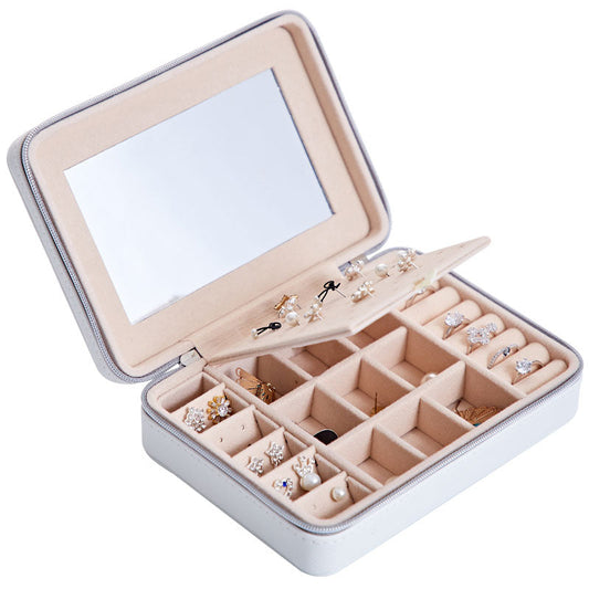 Premium Leather Jewelry Storage Box – Multifunctional Organizer with Mirror