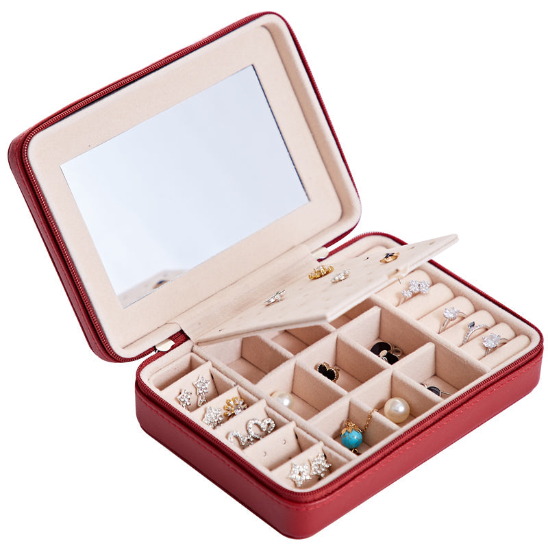 Premium Leather Jewelry Storage Box – Multifunctional Organizer with Mirror
