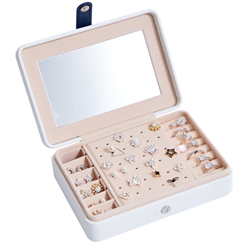 Premium Leather Jewelry Storage Box – Multifunctional Organizer with Mirror