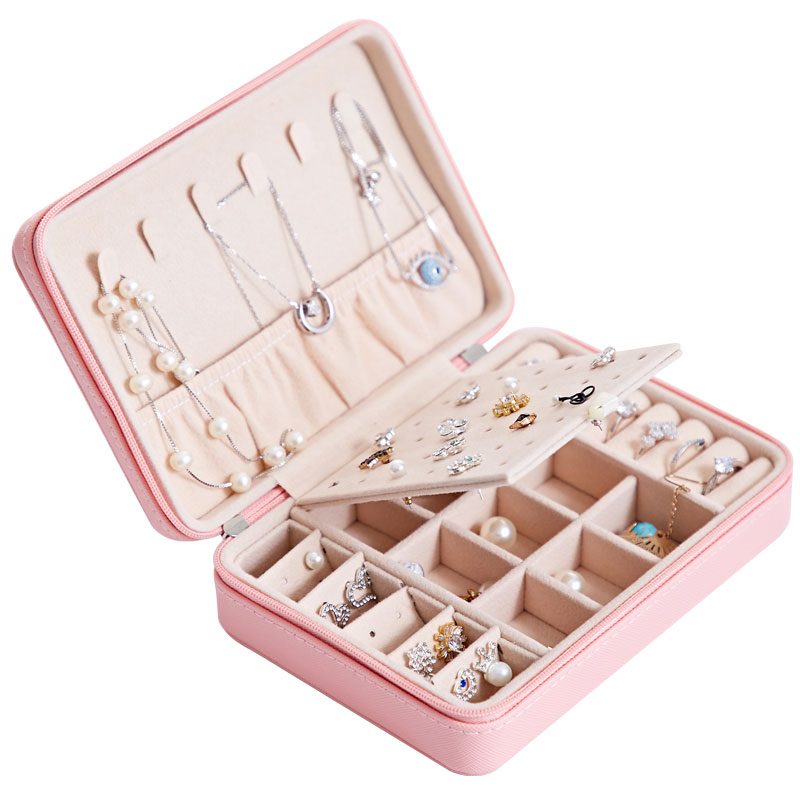 Premium Leather Jewelry Storage Box – Multifunctional Organizer with Mirror