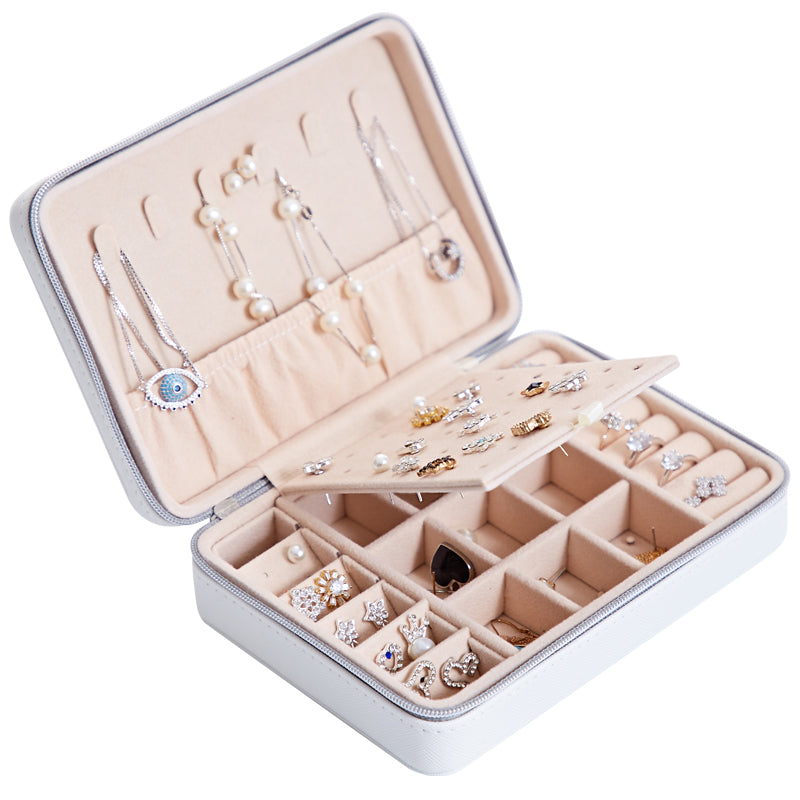 Premium Leather Jewelry Storage Box – Multifunctional Organizer with Mirror