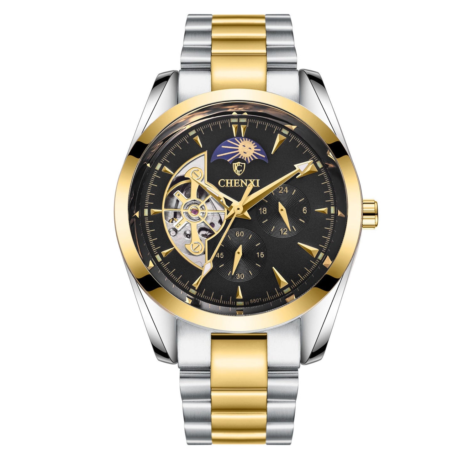 Luxury Men's Business Watch – Moon Phase, Luminous, 30M Waterproof | Stainless Steel