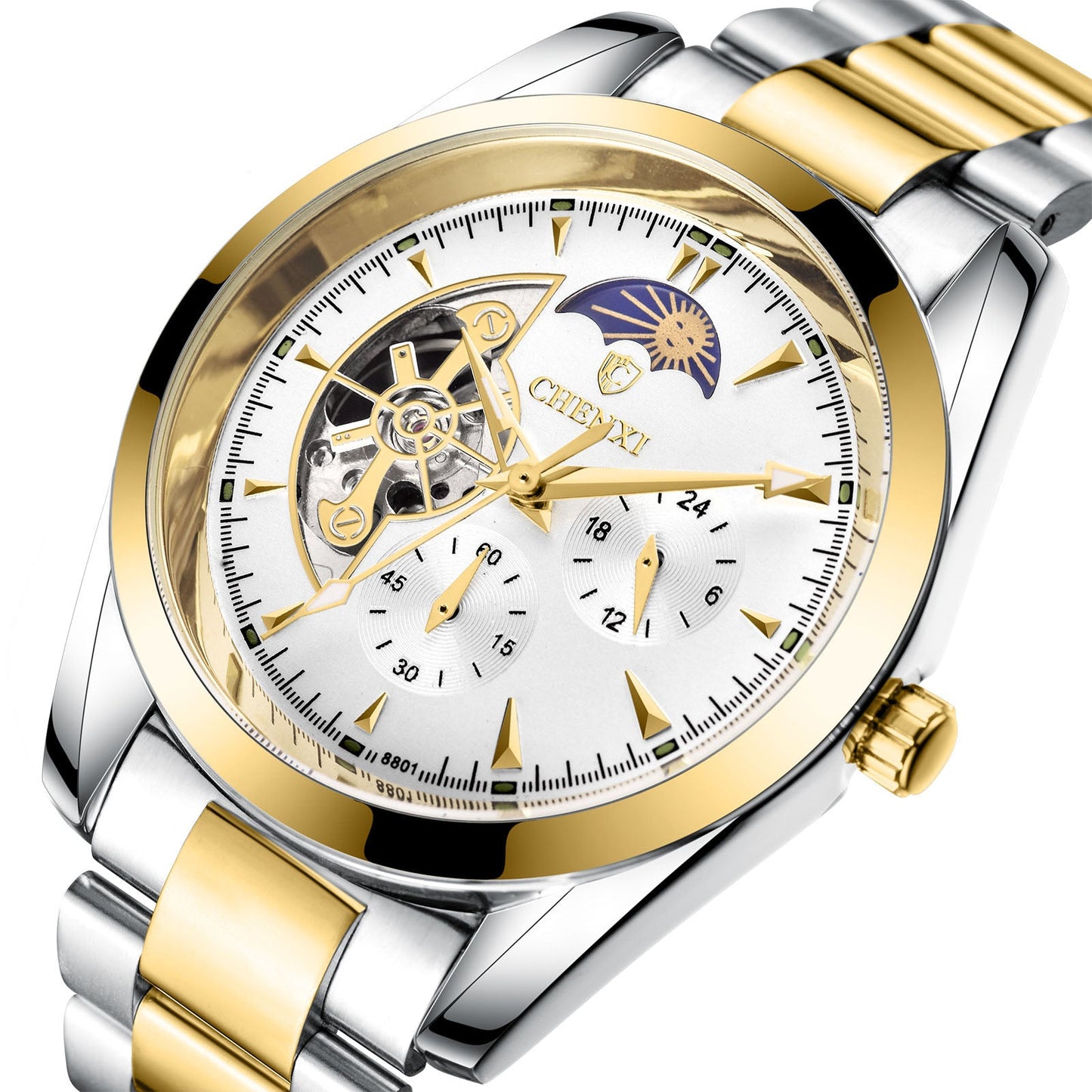 Luxury Men's Business Watch – Moon Phase, Luminous, 30M Waterproof | Stainless Steel