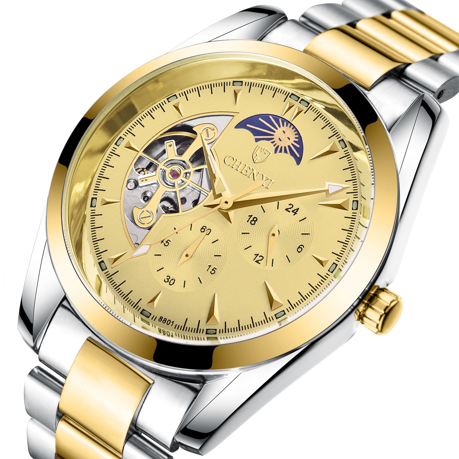 Luxury Men's Business Watch – Moon Phase, Luminous, 30M Waterproof | Stainless Steel