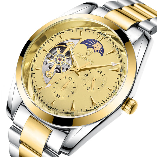 Luxury Men's Business Watch – Moon Phase, Luminous, 30M Waterproof | Stainless Steel