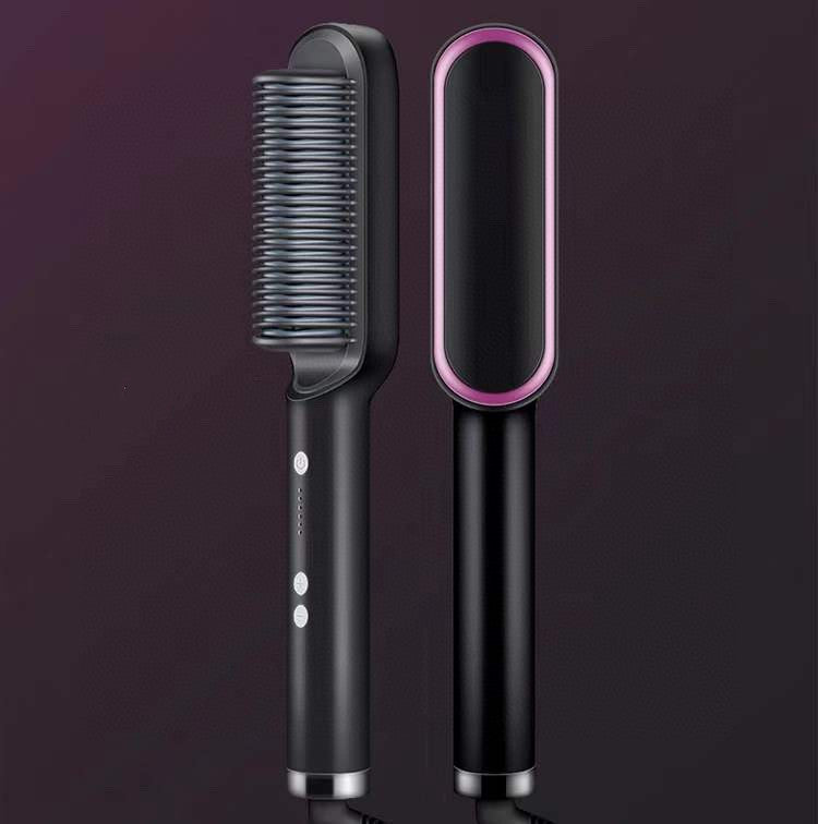 2-in-1 Electric Hair Straightener & Curling Comb – 10-Temp Tourmaline Ceramic | Negative Ion | Wet & Dry