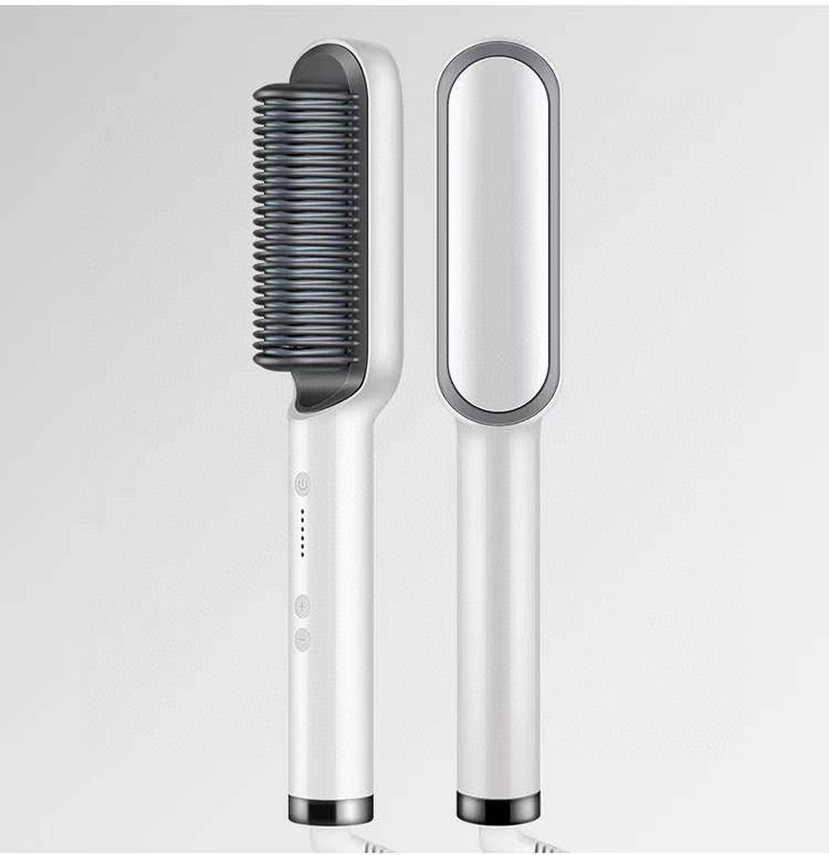 2-in-1 Electric Hair Straightener & Curling Comb – 10-Temp Tourmaline Ceramic | Negative Ion | Wet & Dry