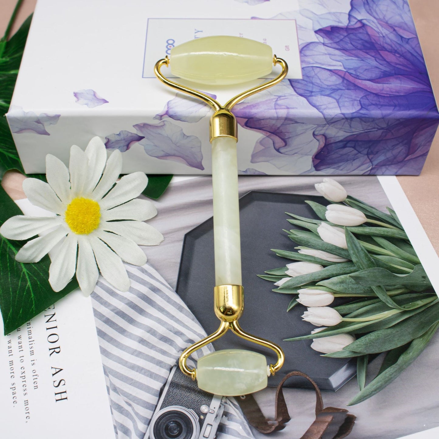 Premium Jade Roller – Double-Head Natural Stone Facial Massager for Glowing Skin