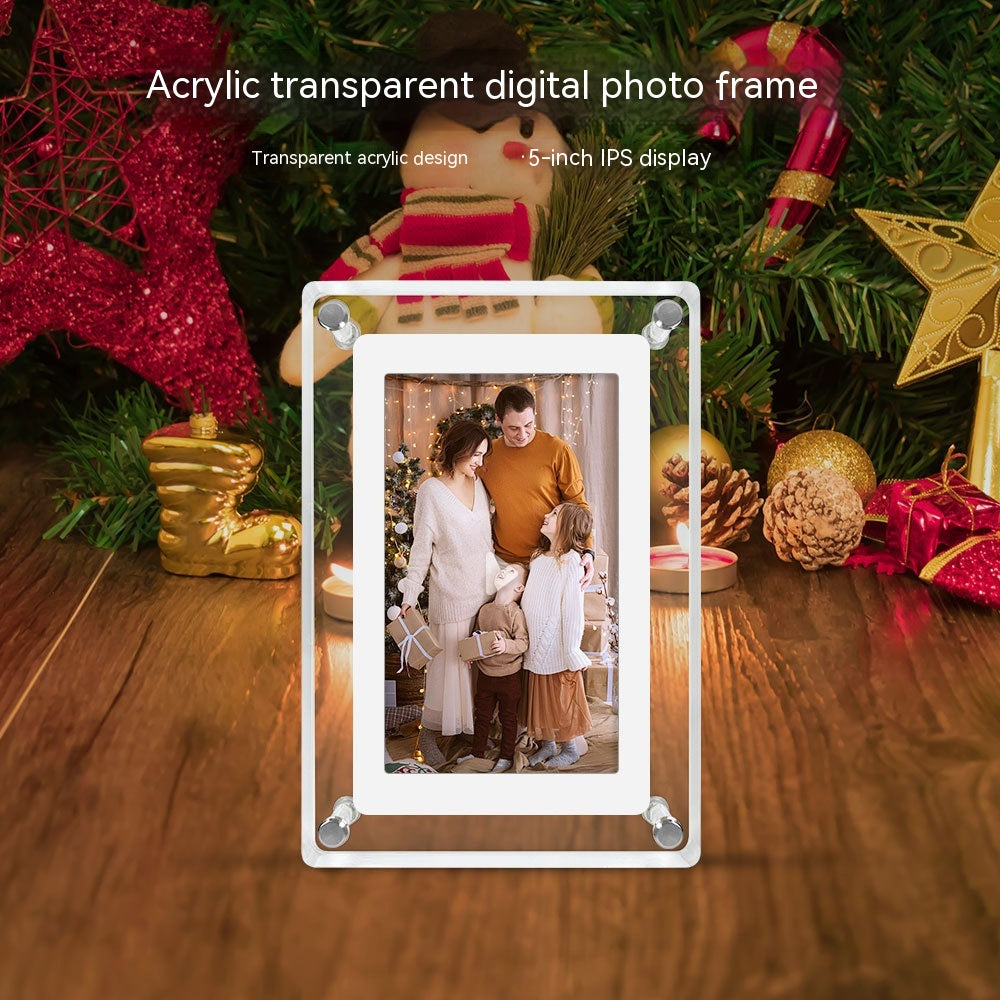 5-Inch Transparent Digital Photo Frame – Video Player, Auto-Rotate & Plug-and-Play Display