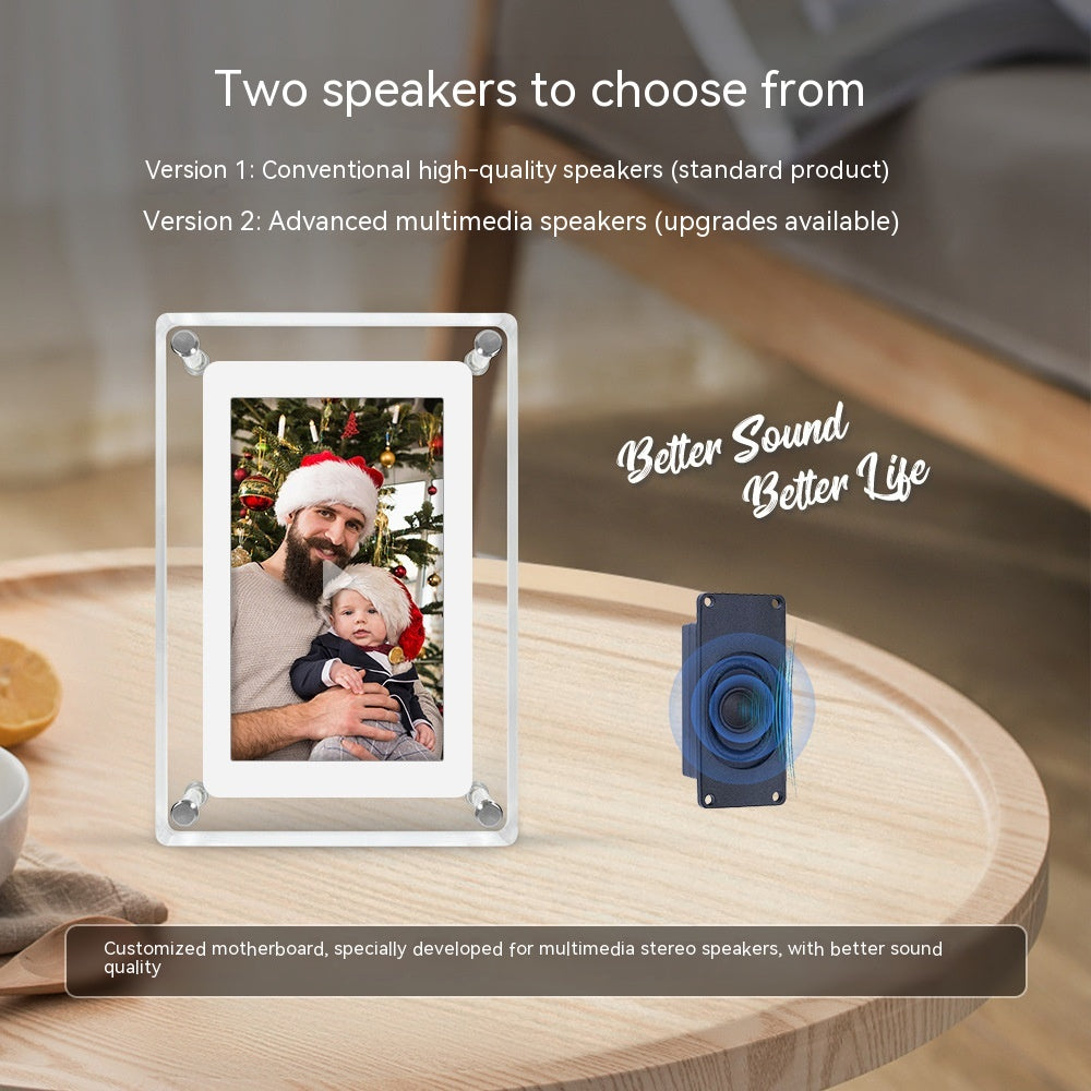 5-Inch Transparent Digital Photo Frame – Video Player, Auto-Rotate & Plug-and-Play Display