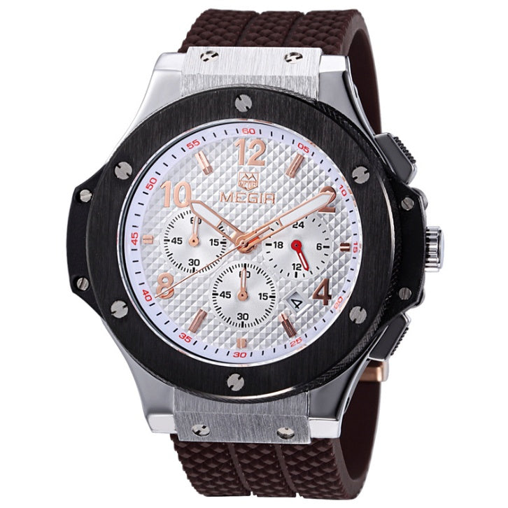 Luxury Men's Quartz Watch – Sports Military Silicone Strap Wristwatch | 3ATM Waterproof