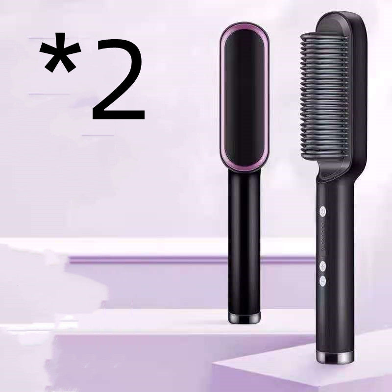 2-in-1 Electric Hair Straightener & Curling Comb – 10-Temp Tourmaline Ceramic | Negative Ion | Wet & Dry