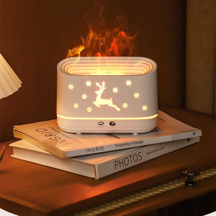 Elk Flame Humidifier Diffuser – Mute Atmosphere Lamp & Cool Mist Maker for Home Decor