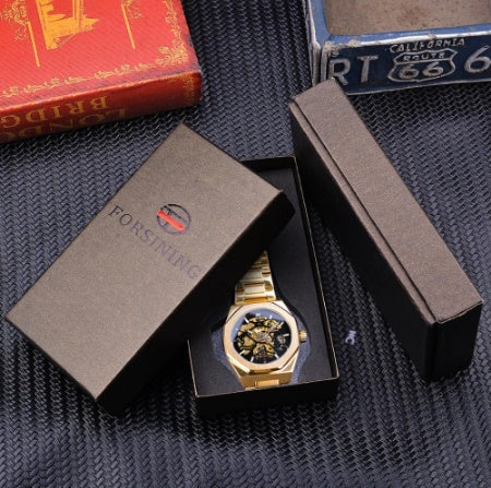 Luxury Men's Automatic Mechanical Watch – Skeleton Dial Stainless Steel Classic Timepiece
