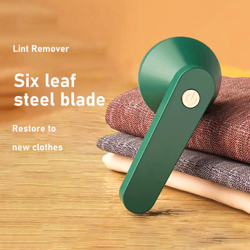 Portable USB Electric Lint Remover – 6-Blade 2000mAh Rechargeable Fabric Shaver | Green & White