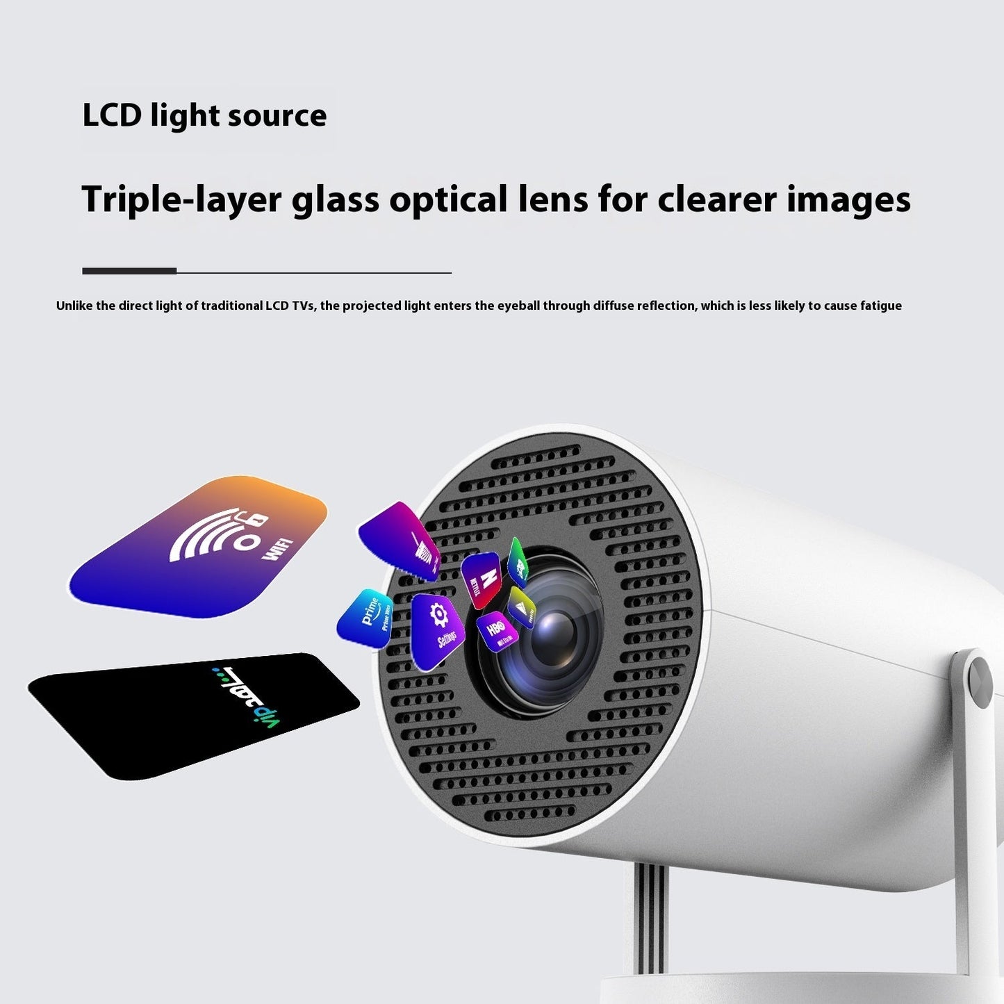 Portable 180° Smart Projector – Auto Focus Home Theater with WiFi & Bluetooth