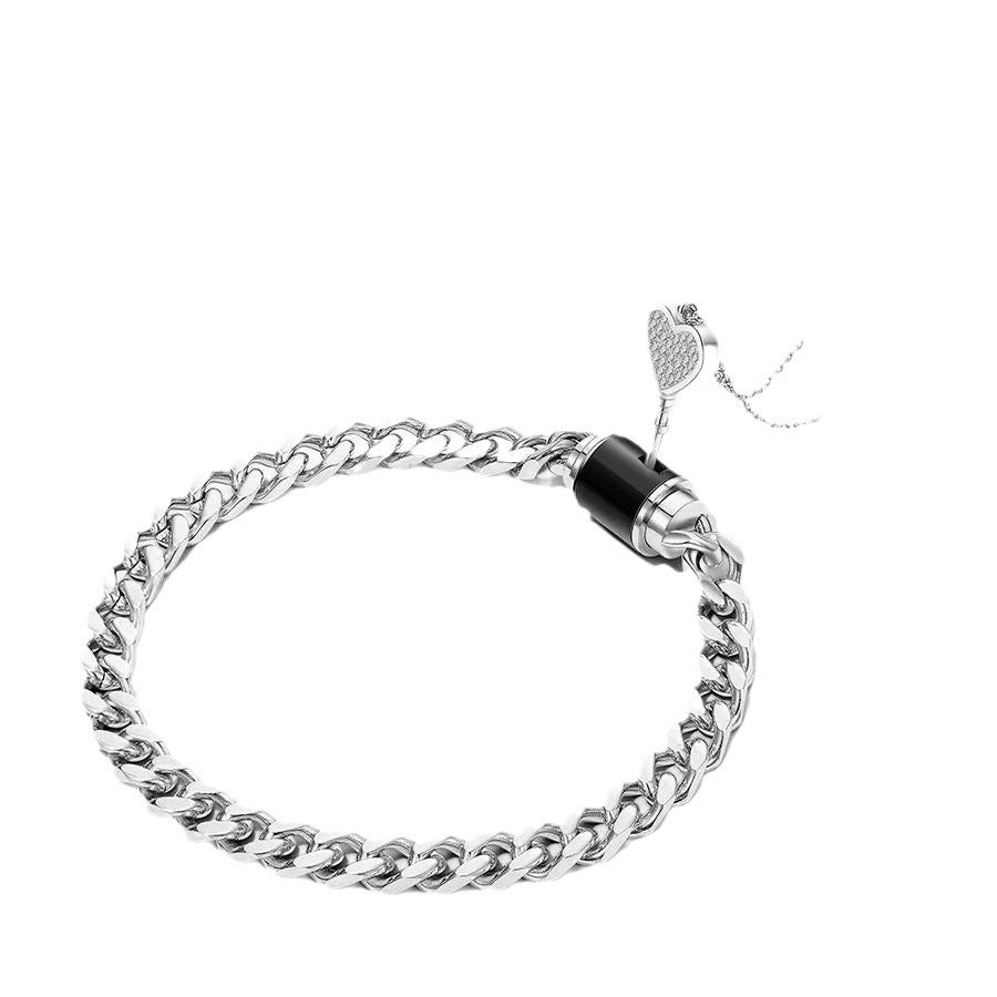 Couple Love Lock Bracelet & Necklace Set – Titanium Steel Romantic Matching Jewelry
