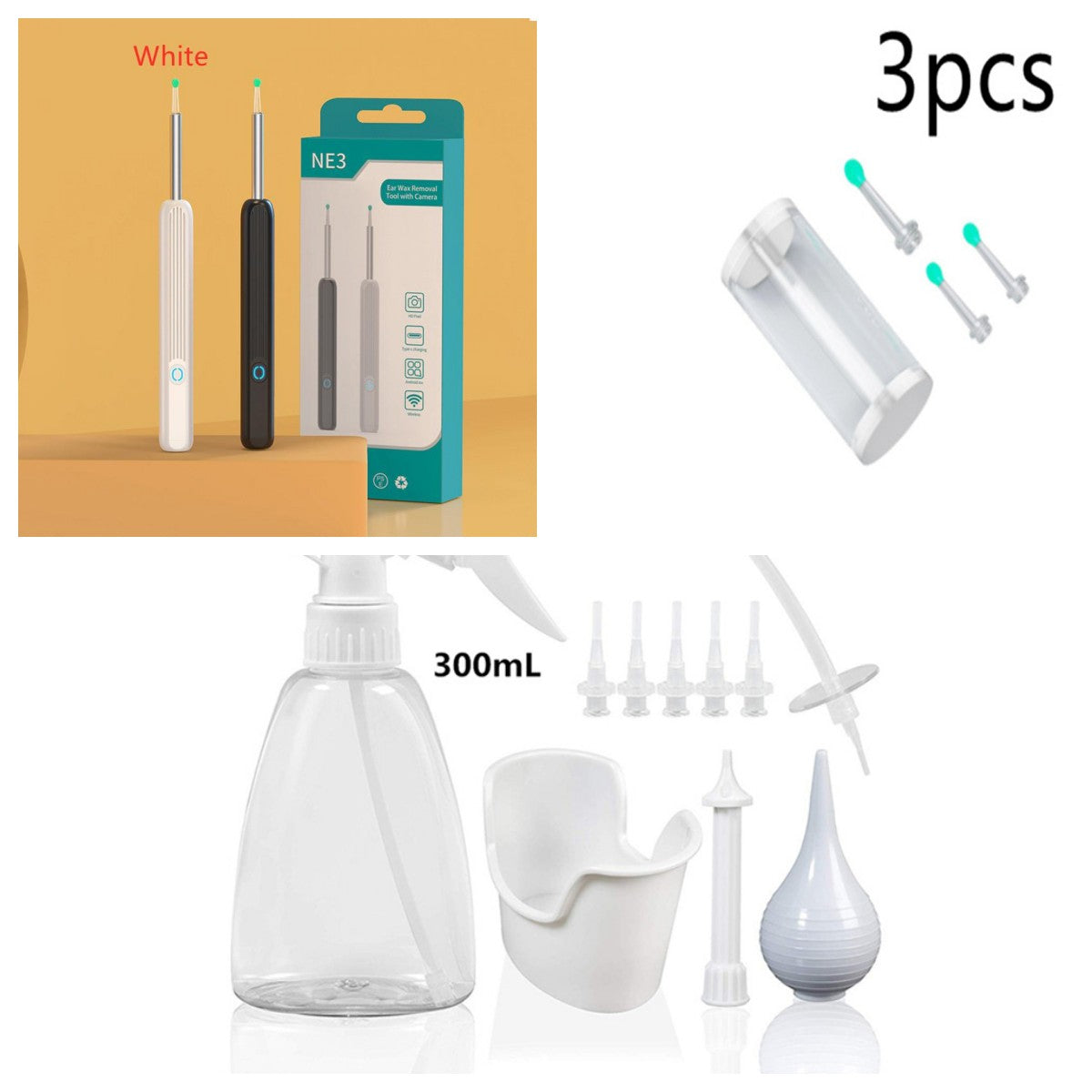 NE3 Ear Cleaner Otoscope – Wireless Ear Wax Removal Tool with Camera & LED Light for iPhone & Android