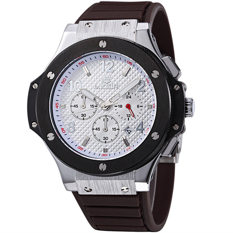 Luxury Men's Quartz Watch – Sports Military Silicone Strap Wristwatch | 3ATM Waterproof