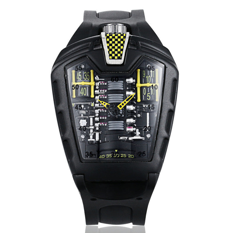 Luxury Sports Men's Quartz Watch – Transparent Case, Silicone Strap | 10 Bold Colors
