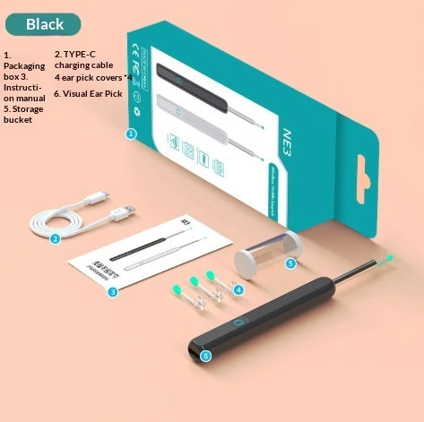 NE3 Ear Cleaner Otoscope – Wireless Ear Wax Removal Tool with Camera & LED Light for iPhone & Android