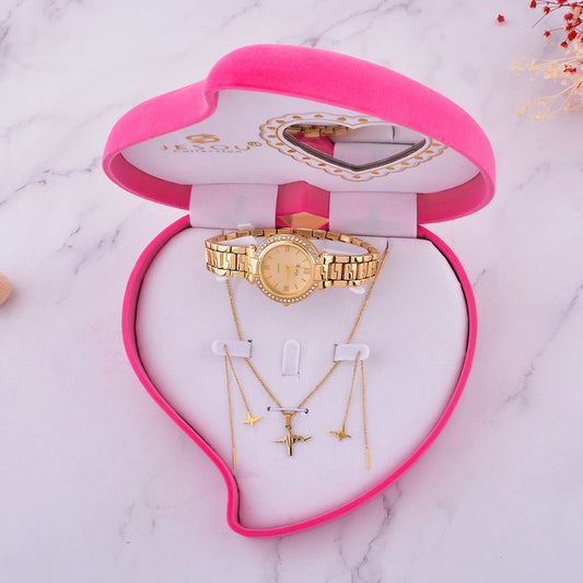 Women's Fashion Watch & Jewelry Gift Set – Watch, Necklace & Earrings