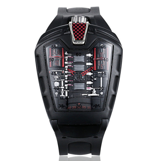 Luxury Sports Men's Quartz Watch – Transparent Case, Silicone Strap | 10 Bold Colors