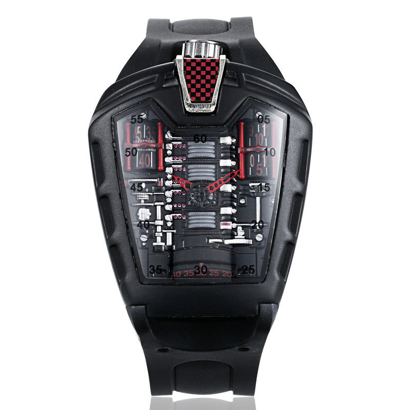 Luxury Sports Men's Quartz Watch – Transparent Case, Silicone Strap | 10 Bold Colors