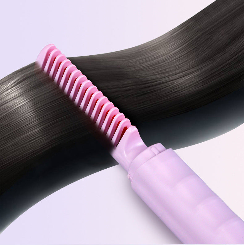 LCD Cordless Hair Straightening Comb – USB Rechargeable Wireless Styling Brush | Pink, Blue & Purple