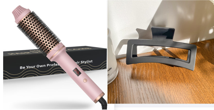 2-in-1 Hair Curler & Straightener Comb – Negative Ion Fast Heating | Black & Pink | US/UK/EU/AU