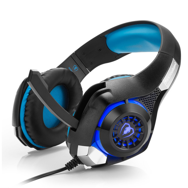 Gaming Headset with Stereo Bass & RGB LED Light – Wired Over-Ear Headphones with Mic for PS4, PC & Mobile