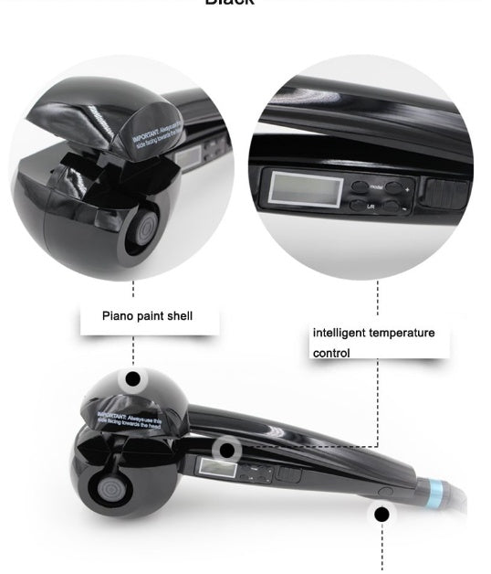 Professional Ceramic Curling Iron – 3 Temp & Timer Settings | Left/Right/Auto Curl | LCD Option | Black, Pink & Red